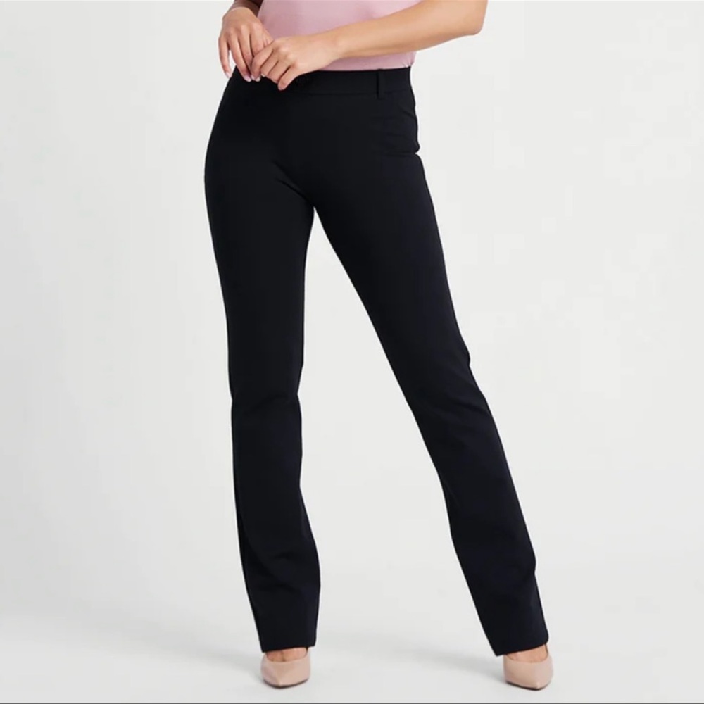 Betabrand Straight Leg Classic Dress Pant Yoga Pant in Black Size Medium